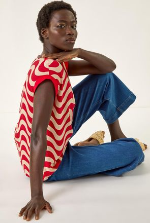 Roman Wave Print Shell Top