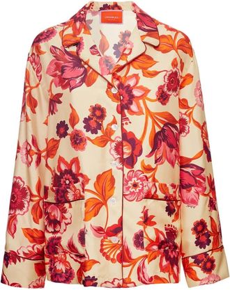 La DoubleJ Moeiteloos Zijden Pyjama Shirt - Dames - Overhemden - Beige - XL - Overhemden