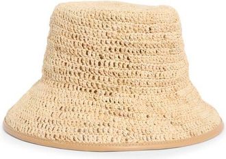 Vince Woven Raffia Bucket Hat in Natural at Nordstrom, Size Large