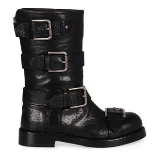 Dolce & Gabbana Botas Biker de Piel - Shoes - Mujer - Negro - 38 1/2 EU