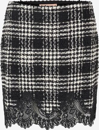 Twinset Minirock aus kariertem Bouclé-Tweed mit Spitze