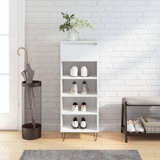 vidaXL Zapatero Madera Contrachapada Blanco Brillo 40x36x105 Cm Vidaxl