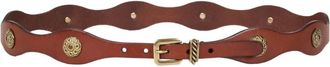 Etro Cintura in pelle con design a onde - Marrone