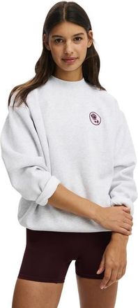 Cotton On Womens Active Plush Graphic Crew Sweatshirt in Cloudy Grey Marle Bw Club at Nordstrom, Size X-Large