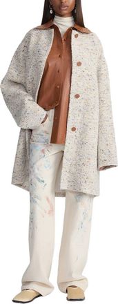 Lafayette 148 New York Leather-Trim Coat