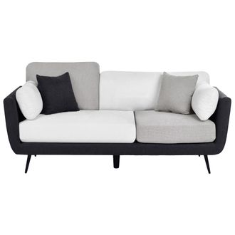 Beliani Sof&aacute; Tapizado 3 Plazas Con Reposabrazos Patas Macizas Cojines Adicionales Negro Con Blanco Y Gris Bolga