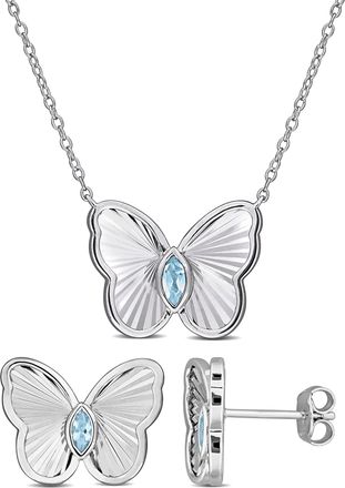 Mimi & Max 3/8ct TGW Sky Blue Topaz Butterfly Jewelry Set Sterling Silver