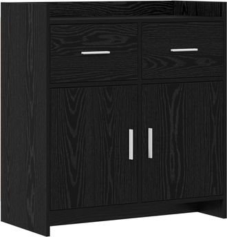 vidaXL Aparador Roble Negro 75 X 36 X 80 Cm Madera De Ingenier&iacute;a Vidaxl