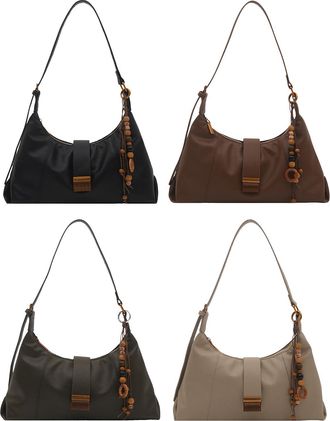 Generic PU Shoulder Bag Tote Bag Hobo Handbag for Women Travel Shopping Work (Black)