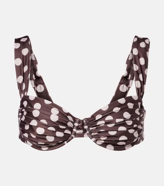 Faithfull The Brand Sol gathered polka-dot bikini top