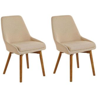 Beliani Beliani - Set di 2 Sedie da Pranzo Gambe in Legno e Tessuto Beige Sabbia Melfort