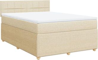 vidaXL Vidaxl - Cama Box Spring Con Colch&oacute;n Tela Color Crema 160x200 Cm