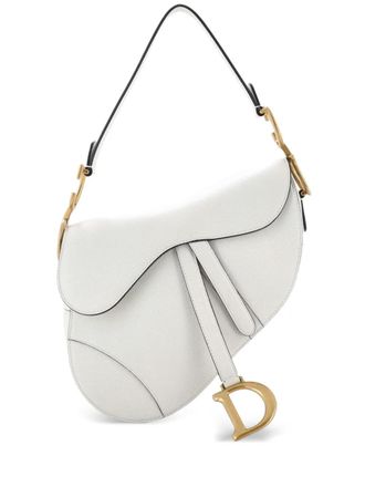 Dior Saddle Handbag Leather Medium shoulder bag - White