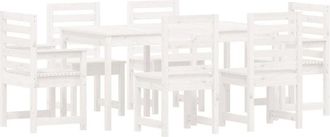 vidaXL Juego De Comedor De Jard&iacute;n 7 Piezas Madera Maciza Pino Blanco Vidaxl
