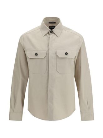 Ermenegildo Zegna Beige Regular Solid Shirt