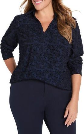 Nic+Zoe Any Occasion Clipped Jacquard Top in Dark Indigo at Nordstrom Rack, Size 1 X