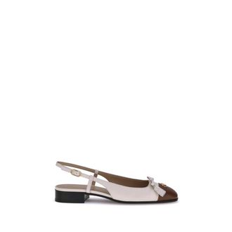 Valentino Garavani Womens Slingback Flats Bow Detail - White Leather - Size EU 39