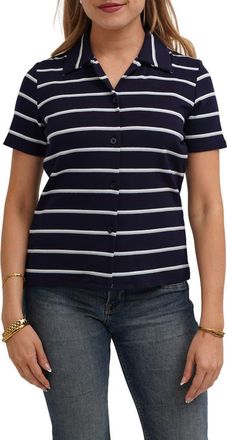Cyrus Striped Button Front Shirt in Eclipse/Bone/Blue Falls at Nordstrom Rack, Size X-Large
