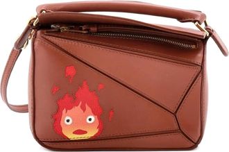 Loewe Borsa a spalla Spirited Away Otori-Sama Puzzle mini in pelle con stampa - Marrone