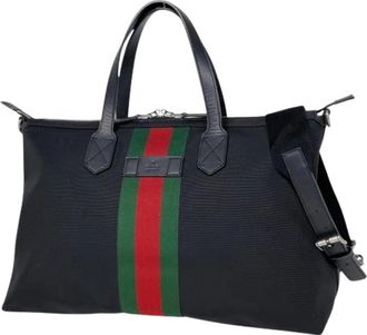 Gucci Pre-owned Weekend Bags, female, Black, Size: ONE SIZE Pre-owned Vintage Nylon Shoulder Tote