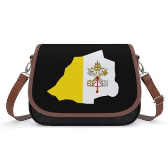 Generic Vatican Map Flag Crossbody Bags for Women Fashion Leather Shoulder Handbags With Adjustable Strap