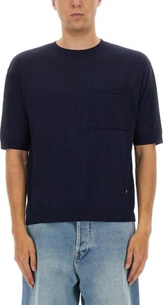 Moschino Blue Solid Crew Neck T-Shirt