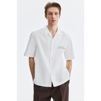H&M Relaxed-fit printed resort shirt in White/palm Desert at Nordstrom, Size Xx-Large