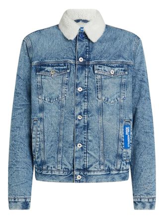 Karl Lagerfeld shearling-collar denim jacket - Blue