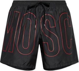 Moschino Badmode, Heren, Zwart, XL, Zwembroek met logo