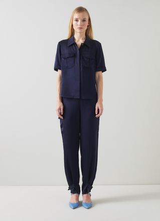 L.k. Bennett Womens Luna Woven Tops, Midnight - Navy - Size 10 UK