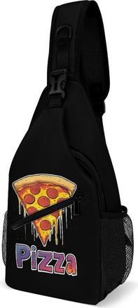 Generic Vintage Pizza Mens Shoulder Bags Sling Crossbody Backpack Travel Hiking Chest Bag with Small Side 38x20cm