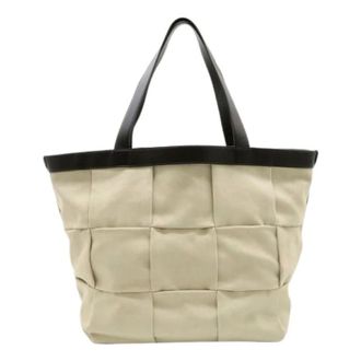 Bottega Veneta Pre-owned Tote Bags, female, Beige, Size: ONE SIZE Pre-owned Canvas Shoulder Bag