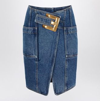 Balmain Denim Skirt With Belt