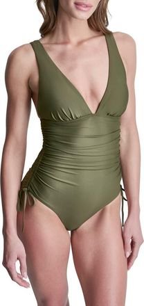 DKNY Plunge One-Piece Swimsuit in Moss at Nordstrom Rack, Size Xx-Large