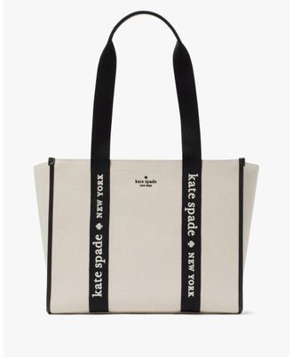 Kate Spade New York Womens Kip Canvas Large Tote - Beige Fabric - One Size