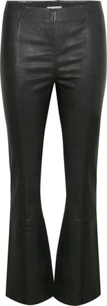Part Two Zwarte Stretch Bootcut Leren Broek - Dames - Wijde Broeken - Zwart - M - Broeken