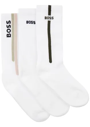 BOSS Boss Logo-intarsia Cotton-blend Socks - set of Three - White - XS