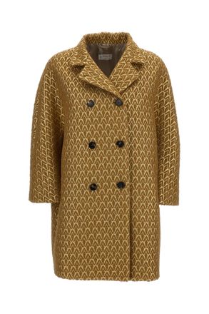 Alberto Biani Gold Geometric Lurex Jacquard Coat