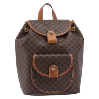 Celine Vintage Macadam Canvas Brown Canvas Backpack Bag (Pre-Owned)