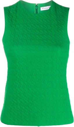 Dior 2010s houndstooth sleeveless top - women - Silk/Viscose/Polyester/Polyamide/Wool - 36 - Green