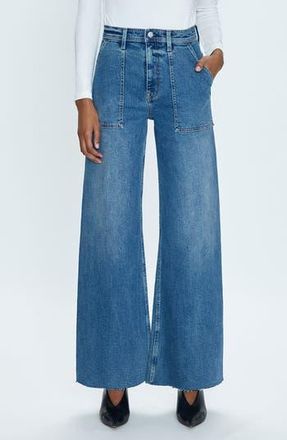 Pistola Denim Penny High Waist Raw Hem Wide Leg Utility Jeans in Canal at Nordstrom Rack, Size 31