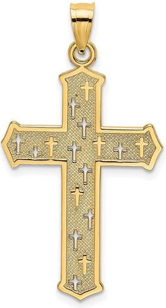 Diamond2Deal 14k Yellow Gold Arrow Tip Cross with Cross Accents Charm Pendant