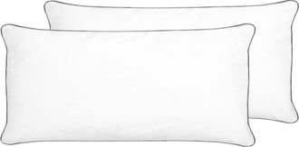 Beliani Conjunto De 2 Almohadas De Algod&oacute;n Japara Blanco 40 X 80 Cm Poli&eacute;ster Pelister