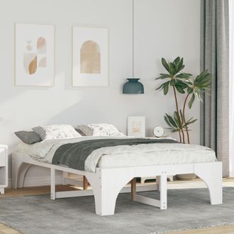 Berkfield Home Floor Bed Frame White 140 x 190 cm Solid pine wood