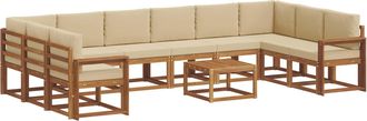 vidaXL Conjunto De Sof&aacute;s De Exterior 11 Uds. Natural Y Beige Vidaxl