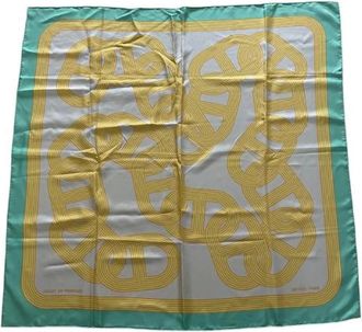 Herm&egrave;s Pre-owned Scarves, female, Yellow, Size: ONE SIZE Pre-owned Silk Scarf