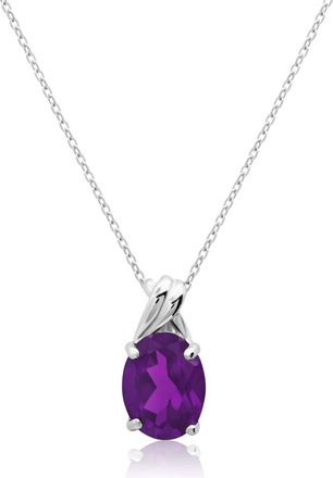 MAX + STONE 14k Yellow or White Gold Gemstone Oval Pendant Necklace with Drop Twist Setting