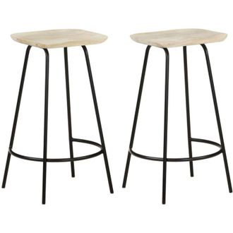 vidaXL Vidaxl - Taburetes De Cocina 2 Unidades Madera Maciza De Mango