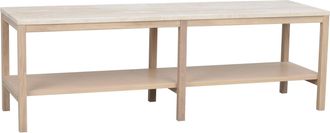 Rowico Grosser Design Konsolentisch Orwel 140 x 45 cm, Travertin / Eiche Whitewash