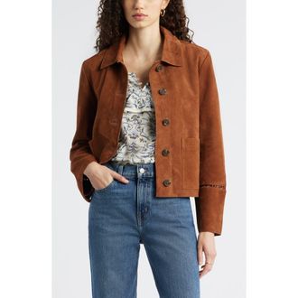 Treasure & Bond Suede Swing Jacket in Brown Shell at Nordstrom, Size Xx-Large